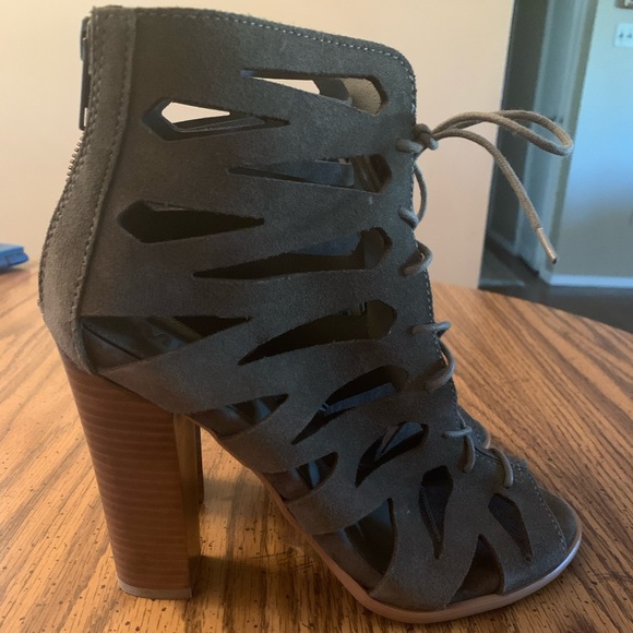 Suede Cut Out Peep Toe Bootie - Picture 3 of 7